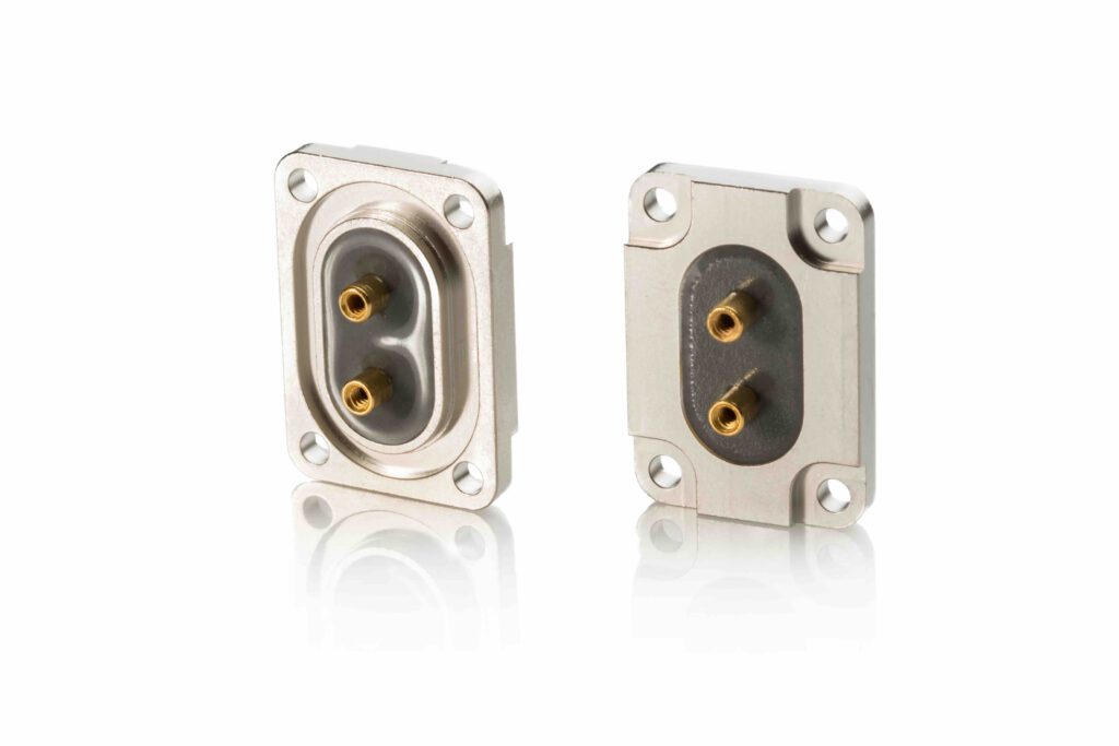 High voltage hermetic connector engineered with advanced glass-sealing technology.