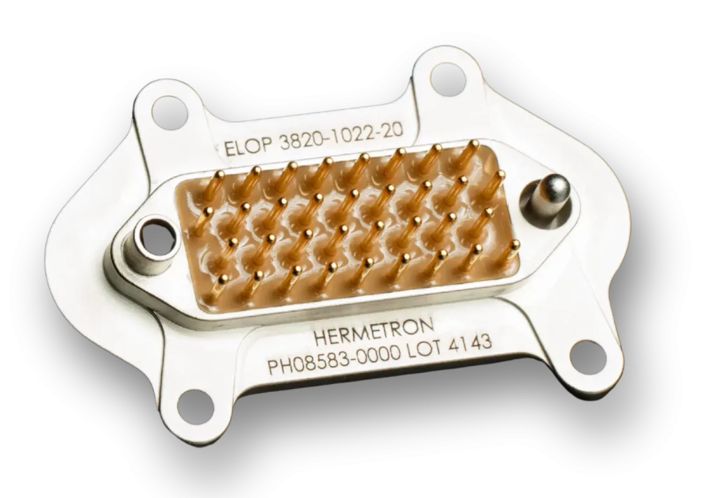 Multi-pin hermetic connector using GlassTomer™ sealing technology